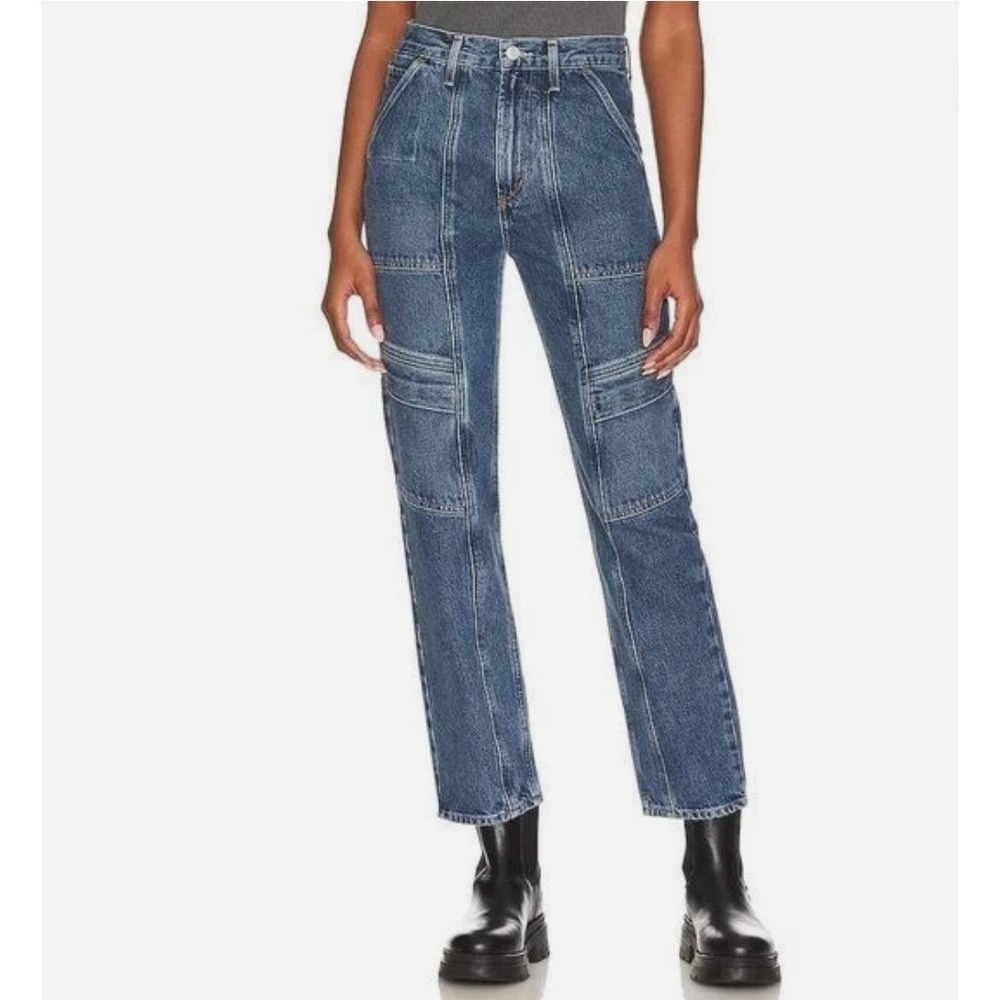 AGOLDE Cooper Cargo Jeans Women's 27 100% Organic Cotton Pockets Blue
